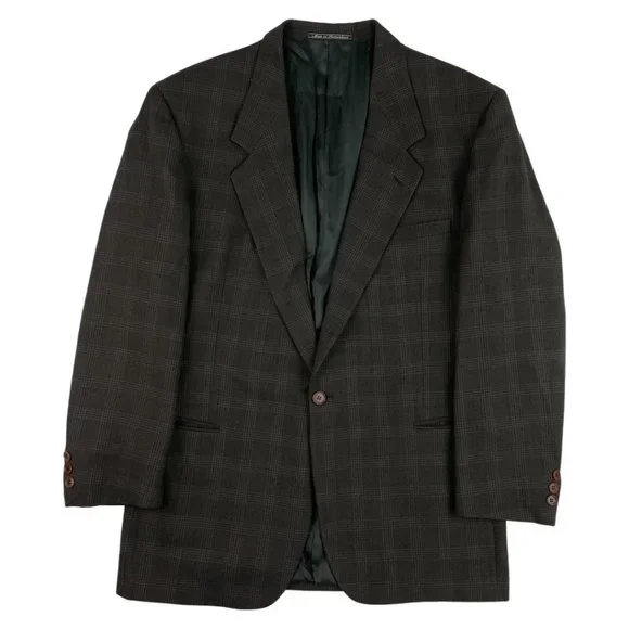 Vintage V2 VERSACE Mens Blazer Size 42 Plaid Wool Sport Coat Suit